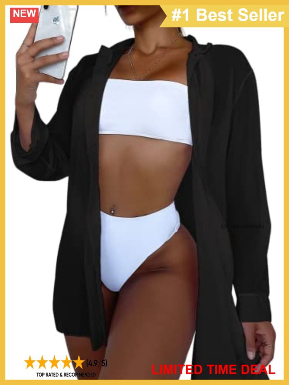 Sheer Button Up Long Sleeve Kimono Beach Cover Up Shirt Split Hem